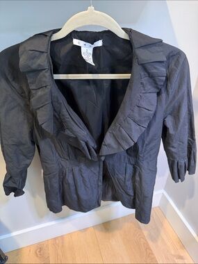 CAbi Black Ruffled Collar Women’s Jacket